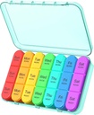 Pill Organizer 3 gange om dagen, Ugentlig Pill Organizer 3x om dagen, Pill Box 7 dag, Daily Pill Box Organizer, Travel Container Pill Cases Organizer 7 dag, Medicin Organizer til at holde vitaminer og medicin