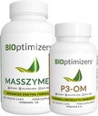 BiOptimizer - P3-OM og MassZymes Bundle - Premium fordøjelsesenzymer og probiotika til kvinder og mænd - Læge-Formuleret (250 MassZymes kapsler, 120 P3-OM kapsler)