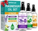 Venture Pal 3- Pack topic Magnesium Oil Spray sæt til Feet - Ideel gave til afslapning, bedre søvn, muskellindring for ben og joints, sundt hår & hud. Hurtig Absorption, non- greasy