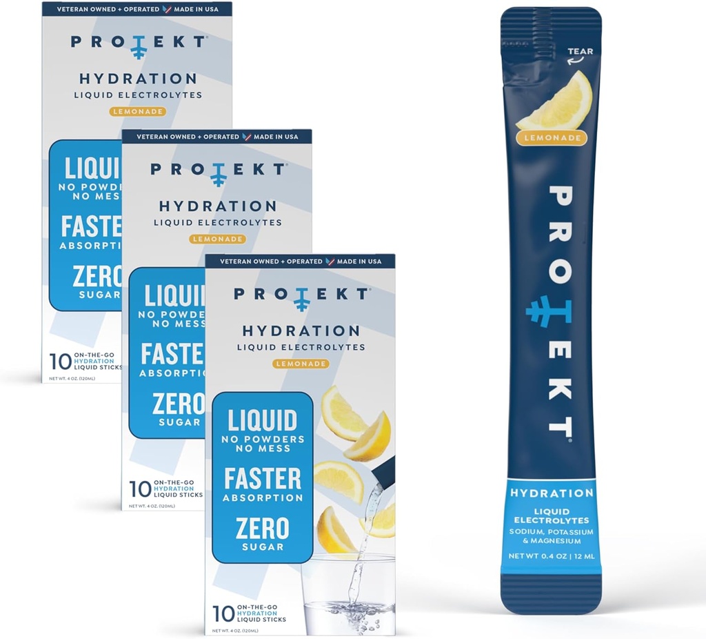 PROTEKT Electrolyte Pakker til inddrivelse & Hydration Budding 124; Organic & Sugar- Free Electrolytes Drikke Buddy 124; Works Hurtigere end pulver Drikke Buddy 124; On- The- Go Flydende Hydration Drink 124; Lemonade, 30 Pack