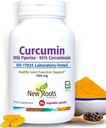 NY ROOTS HERBAL Curcumin Supplement 500mg med Gingers & Black Pepper Extract - 20x Bedre Absorption 124; Coumarin kapsler med 95% Curcuminoider & 95% Piperine (90 Veg kapsler)