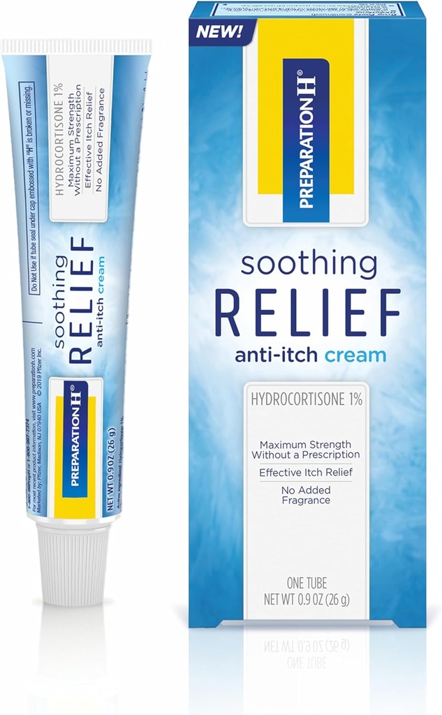 Præparat H Lindrende lindrende anti-Itch creme, 1% Hydrocortison Cream til Butt Itch Relief - 0, 9 Oz Tube