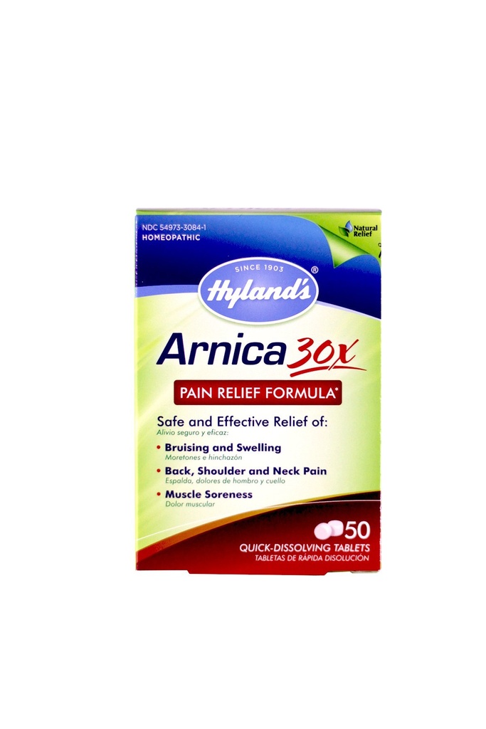Hyland 's Arnica Tablets 30X, Natural Homøopatiske Bruising and Pain Relief, 50 Greve (Pack of 6)