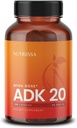 Nutrissa ADK 20 - immun- og benhelbredskontrol med vitaminer A, D & K (25.000 IE) - 4 måneders forsyning - EPAB Certificeret til renhed & potens - 120 Veganske kapsler
