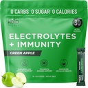 Keto Vitals Immunity Sugar Free Electrolytes Powder med C-vitamin, ingefær, gurkemeje, & Elderberry - Boost dit immunsystem og rehydrere din krop - Green Apple Flavor, 30 Greve