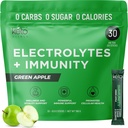 Keto Vitals Immunity Sugar Free Electrolytes Powder med C-vitamin, ingefær, gurkemeje, & Elderberry - Boost dit immunsystem og rehydrere din krop - Green Apple Flavor, 30 Greve