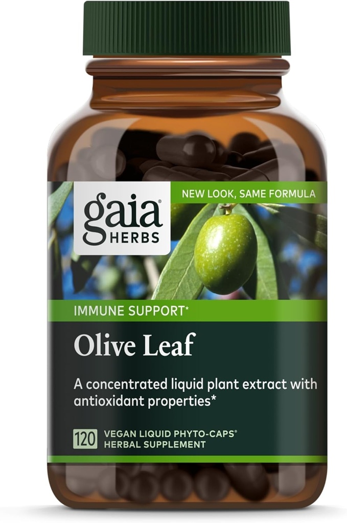 Gaia Herbs Olive Leaf - Traditional Immune Health Support - Immune System Supplement with Olive Leaf Extract & Oleuropein* - 120 Vegan Liquid Phyto-Caps (60-Day Supply)