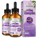 Liposomal Ashwagandha Liquid Drops 2000mg, Ashwagandha Root Extract Supplement (7% Withanolides) med Black Pepper Extract & Probiotika til Focus, Cognition & Energy - 4 FLLOZ (2 Flaske)