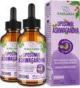 Liposomal Ashwagandha Liquid Drops 2000mg, Ashwagandha Root Extract Supplement (7% Withanolides) med Black Pepper Extract & Probiotika til Focus, Cognition & Energy - 4 FLLOZ (2 Flaske)