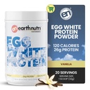 EarthNutri - Egg White Protein Powder supplement til Pre, Intra eller Post Workout, 26g af Protein Per Servering, Understøtter Muscle Strength & Recovery, Ingen kunstige tilsætningsstoffer - Vanilla 20 Servering (640g)