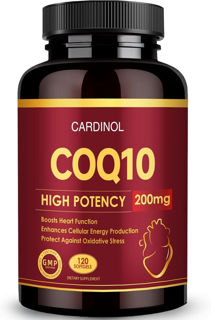 CoQ10 200mg Softgels med PQQ & Omega 3, Maksimum Absorption Coenzym Q10, Kraftfuld Antioxidant til Heart & Energy Health, 120 Greve, 4 Måned Supply, Non- GMO