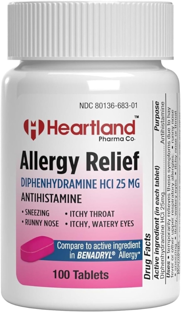 Diphenhydramin HCI • 124; Diphenhydramin • Allergi • Relief • 124; Antihistamin • Diphenhydramin • 25 mg tabletter • 124; 100