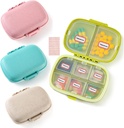 4 Pack Travel Pill Organizer, 8 Compartments Small Pill Box, Portable Daily Pill Case for Medicine, Vitamin, Supplement Storage, Compact Pill Container for Pocket, Purse, Rejser, Office, Home Use