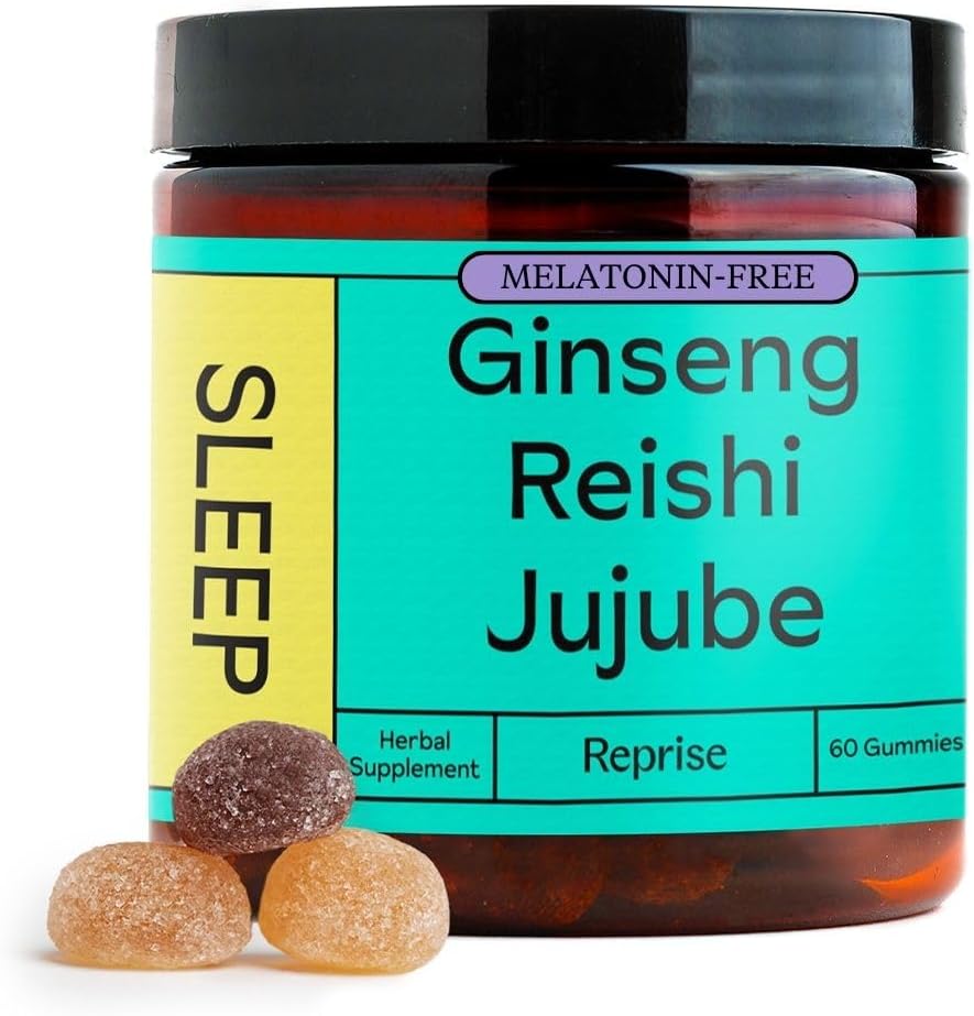 Melatonin Free Natural Sleep Aid Gummy for Voksen124; NO Melatonin Gummy 124; Urteblanding af Magnesium fra Jujube & Reishi Mushroom - Deep Sleep Supplement & Afslapning for zzz, 60 Vegansk Gummies
