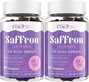Saffron Gummies 88,5 mg med Magnesium, Max Strength Saffron Kosttilskud med St. John 's Wort, GABA, Rhodiola, Rosemary & Passion Flower Extracts for Mood, Focus - 120 Servere