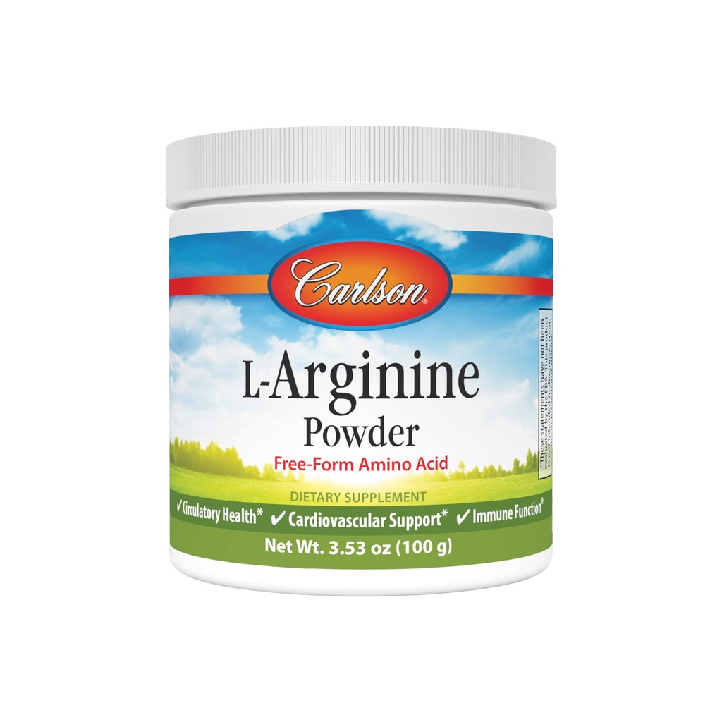 Carlson - L- Arginin Powder, Free- Form Aminosyre, Circulatory Health, 3,53 oz (100 g)