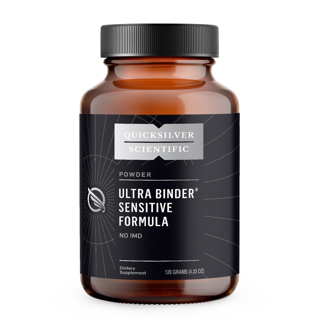 Quicksilver Scientific Ultra Binder Sensitive Formel - Gut Health Supplement med aktiverede Charcoal, Bentonite Clay - Cleansing Support Powder (120g)