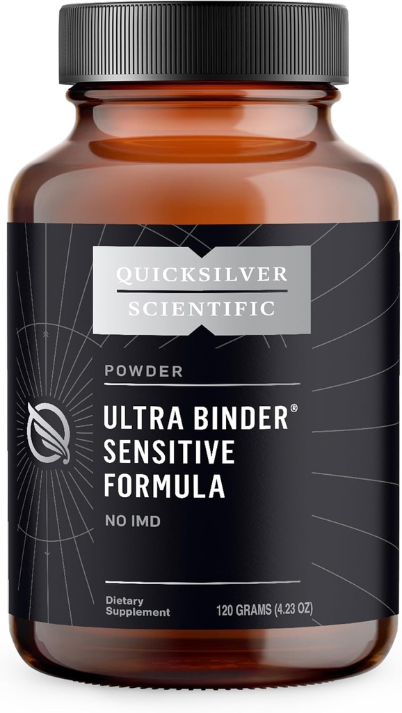 Quicksilver Scientific Ultra Binder Sensitive Formula - Gut Health Supplement with Activated Charcoal, Bentonite Clay - Cleansing Support Powder (120g)
