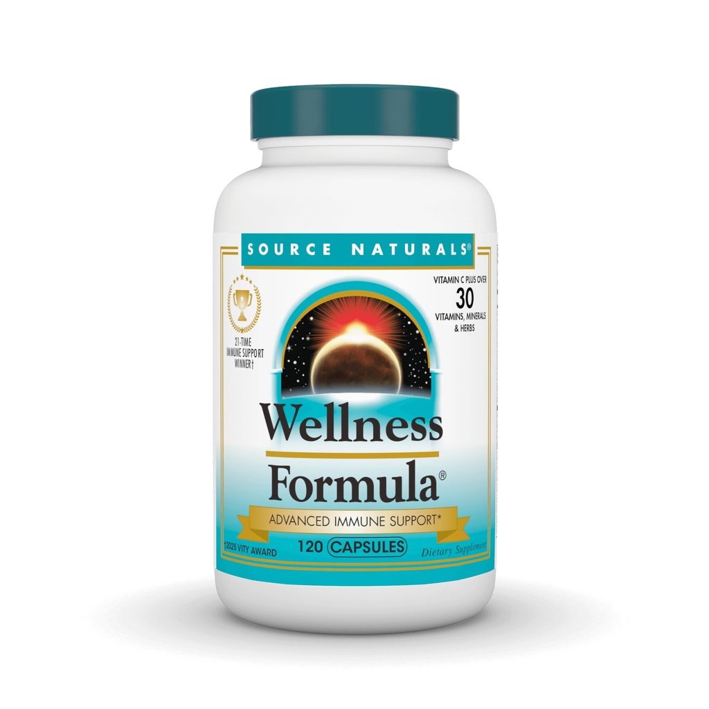 Source Naturals Wellness Formula, Advanced Immune Support*, Bio-Aligned Vitamins & Herbal Defense - Immune System Support Supplement & Immunity Booster - 120 Capsules