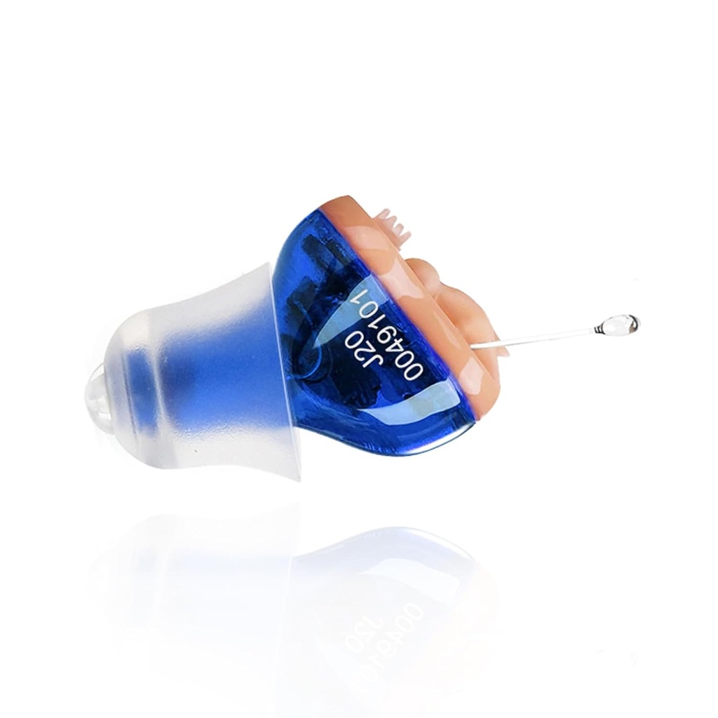 Hørestøtte, Øreforstærker til hørelse, batteridrevet høreapparat til seniorer CIC I Ear hørelse amplifier Affordable Sound Enhancer Blue (Venstre øre)