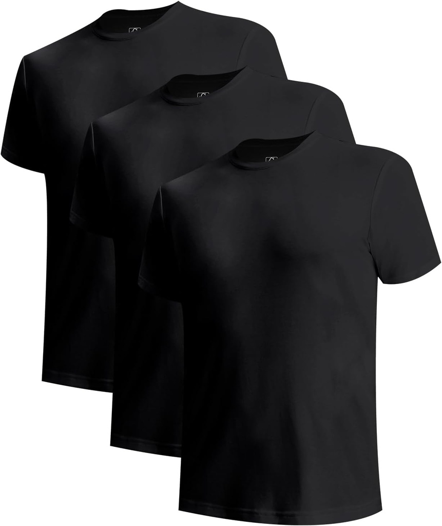 BOMBOO COOL Mænd Undershirts Slim Fit V- Neck / Crewneck, Fugt-Wicking T- Shirts Soft Stretch White Tees for Mænd, 3 Pack