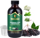 Immunia Elderberry Syrup hjælper med at styrke immunsystemet. Elderberry Koncentrat med Elderflower, Timian og Pebermynte. Ingen sukker tilsat. Lækker smag. 24 dage / flaske. (1- Pack)