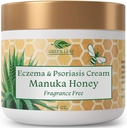 Green Leaf Naturals Manuka Honey Eczema Cream Fugtgivende Lotion Fragrance Gratis for Psoriasis Relief - Itchy, tør hud salve - Hud beroligende fugtighedscreme - Krop og ansigt creme - Børn & voksne 4oz