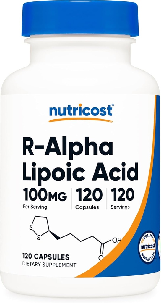 Nutricost R- Alpha Lipoic Acid 100 mg, 120 kapsler - Veggie Kapsler, Non- GMO, Gluten Free