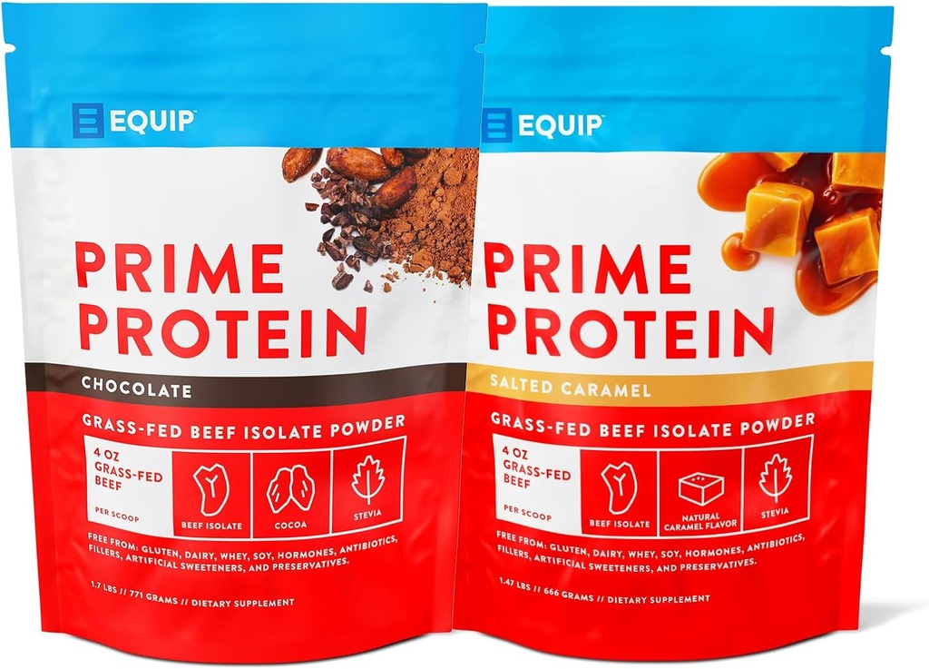 Equip fødevarer Prime Protein Powder Chocolate & Prime Protein Powder Saltet Karamel