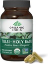 ORGANISK INDIA Tulsi Holy Basilikum Kapsler - Holy Basil Extract - Holy Basilikum Leaf Supplement, Urtetilskud, immunforsvar, Stress Relief, Vegan, Gluten- Free, Kosher, Organic, Non-GMO - 90 Kapsler