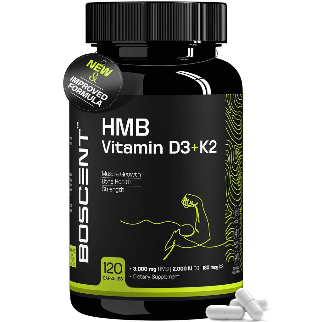 HMB og vitamin D3 Supplement 1.000 MG (180 kapsler) - HMB kosttilskud med 4.000 UI af D3 & Calcium - Muskelvækst, styrke & helbredelse - B - Hydroxy B- methylbutyrat Butyrate - Muskel Builder for mænd
