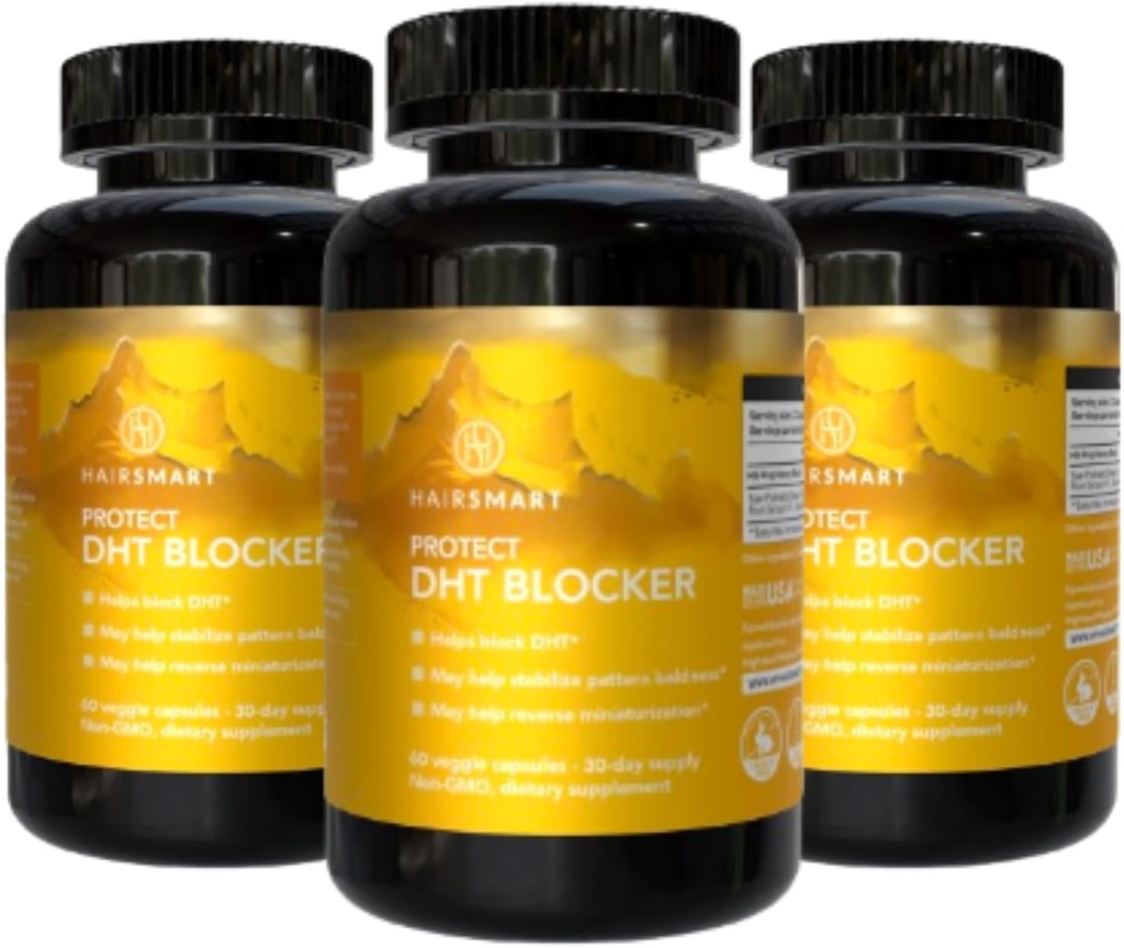 DHT Blocker til mænd og kvinder, Gluten- Free Formel, Saw Palmetto, Stinging Nettle, Green Tea, Pygeum Bark & Pumpkin Seed 124; Hår Kosttilskud til hårvækst, 60 Greve, Pack af 3