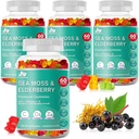 BIO VITALICA Sea Moss Gummies Elderberry BioVitalica - Vitamin C D + Zink - Irish Seamoss Vegan Gummy med Sea Moss Gel & Powder for Immunity, Detox - for voksne og børn (4Packs)