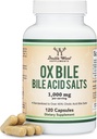 Ox Bile tillæg for ingen gallablære (1.000mg per servering, 500mg per kapsel, 120 kapsler) Standardiseret til 45% Cholic Acid Bile Salte til at hjælpe adresse Bile salt mangler ved Double Wood
