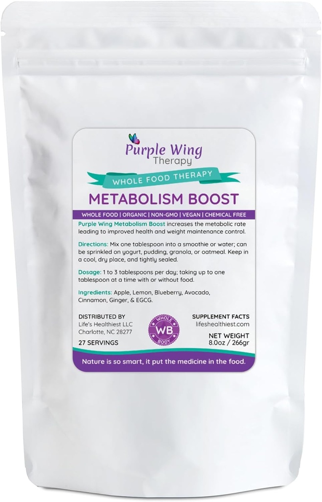 Livets sundeste Metabolisme Boost hel kost terapi Powder Blend - 100% biotilgængelige næringsstoffer fra hele fødevarer. Organisk, Plantbaseret, Ikke-GMO, Ren og rå. 60 Servere.