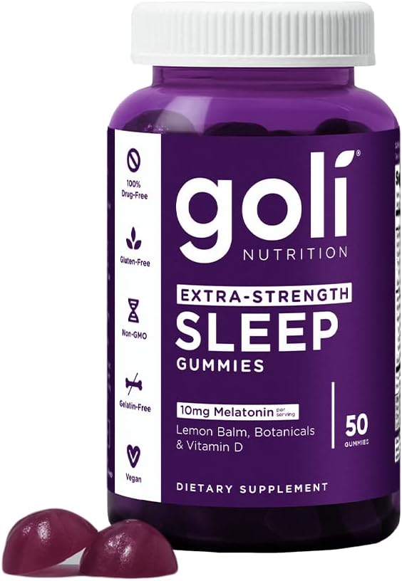 Goli Nutritional Supplement, Ekstra styrke Sove Gummy 10mg Melatonin - 1 Pack 50 Greve - Gluten- Free, Vegan, Non- GMO, og Gelatin- Free