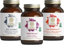 PURE SYNERGY Øjeblikkelig immunsupportbundle Bundle 124; Organic Vitamin C Supplement øb 124; Zink supplement Lavet med hele fødevarer