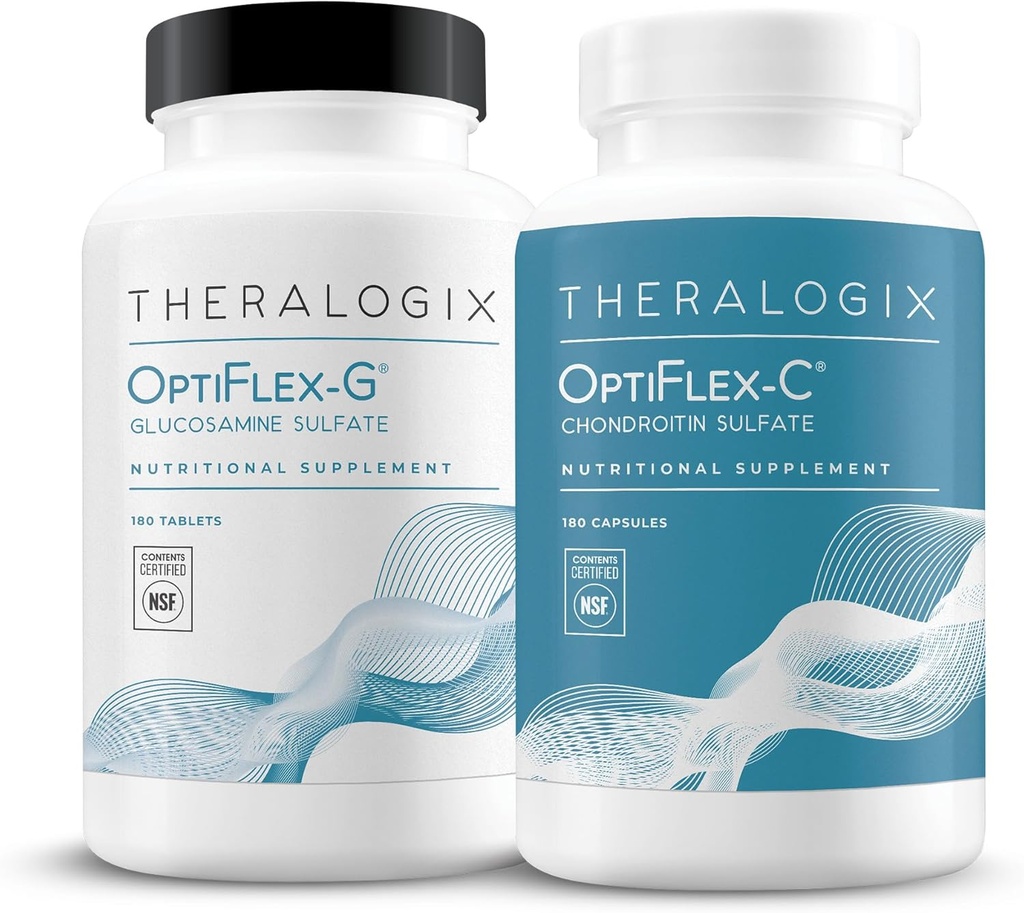 Theralogix OptiFlex Complete - 90- Day Supply - Glucosamin & Chondroitin Supplement - Støtte sund fælles funktion - Fælles tillæg til kvinder & mænd - NSF Certified - 180 Caps & 180 Tabs
