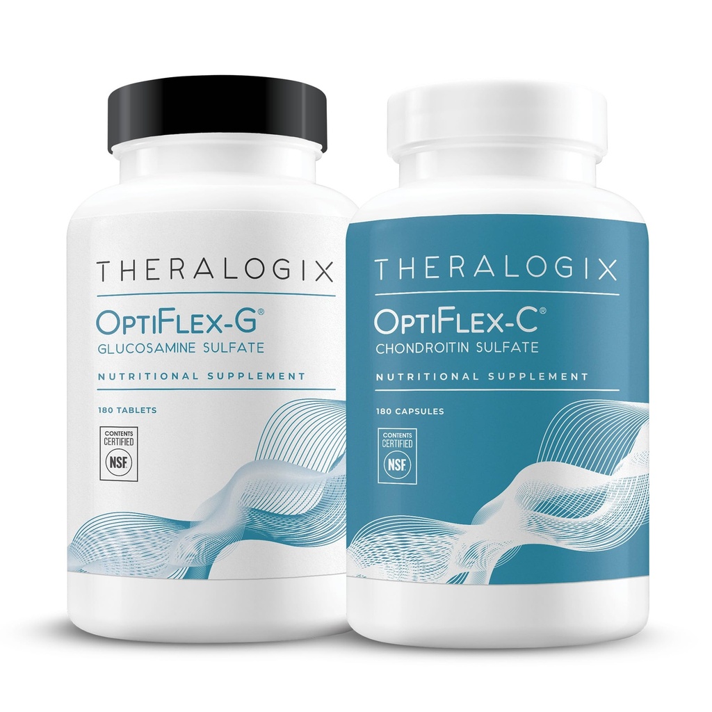Theralogix OptiFlex Complete - 90- Day Supply - Glucosamin & Chondroitin Supplement - Støtte sund fælles funktion - Fælles tillæg til kvinder & mænd - NSF Certified - 180 Caps & 180 Tabs