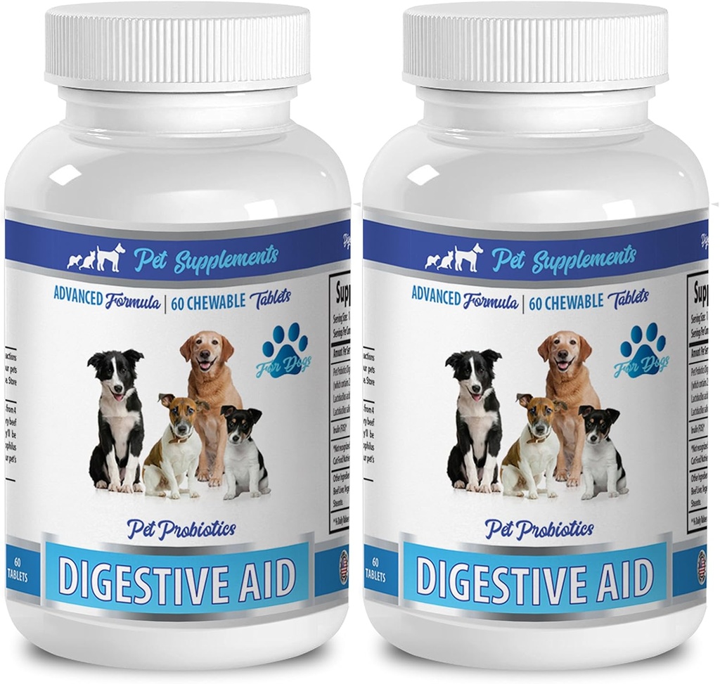 Hunde dårlig vejrtrækning eliminator - DOG DIGETIVE BISTAND PROBIOTIK - NATURLIG METODE - LØSNING TIL BUD BREATH OG GAS - COUNTER DIARRHEA - hund probiotika kapsler - 2 flasker (120 Traktater)