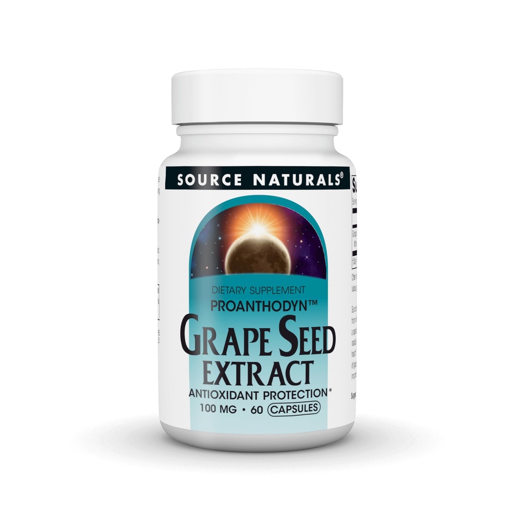 Source Naturals Grape Seed Extract, Protects & Supports Sund Aging Brain *, 100 mg - 60 kapsler