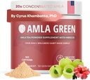 Amla Powder & Green Tea Superfood supplement med Hibiscus, 20x Ultra Koncentreret Amla, Antioxidant Support, Lavet med Oolong Tea og indiske Gooseberries, Organic, Vegan, Hibiscus, 90 Servere