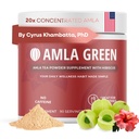 Amla Powder & Green Tea Superfood supplement med Hibiscus, 20x Ultra Koncentreret Amla, Antioxidant Support, Lavet med Oolong Tea og indiske Gooseberries, Organic, Vegan, Hibiscus, 90 Servere