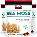 FORCE FACTOR Sea Moss Soft Chews, Support Immunity, fordøjelse, og hjerte sundhed, Irish Sea Moss Superfood & Antioxidants Supplement, Non- GMO, Gluten- Free, Saltet Caramel Flavor, 90 Soft Chews, 3- Pack