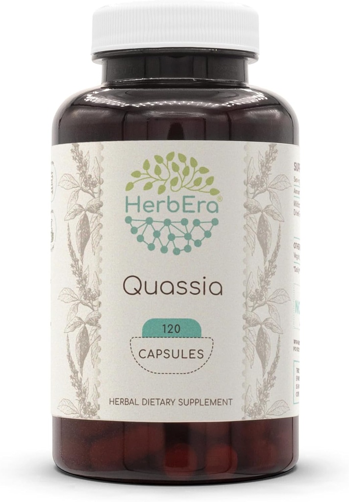 HerbEra Quassia 120 Kapsler, 500 mg, Vildlavede Quassia (Quassia Amara) Tørret Bark (120 Kapsler)