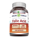 Amazing formulas folinsyre (vitamin B9) 800 Mcg Supplement # 124; Kapsler # 124; Non- GMO # 124; Gluten- fri # 124; Lavet i USA (1 pakke # 124; 240 Tæl)