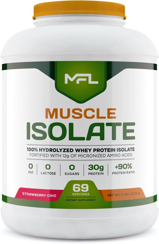 MFL 100% Isolate Protein l 30g Protein l 12g Aminosyrer l Keto Friendly l Low Carbs l 5 lbs. (Strawberry Cream)