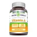 Amazing Formulas Vitamin A 10000 IE Supplement: 124; som Retinyl Palmitat • 124; 3000 Mcg • 124; Softgels • 124; Non- GMO • 124; Gluten Free • 124; Fremstillet i USA (1 pakke, 500 greve)