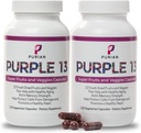 PURIAN Purple SuperFood Fruit and Veggie Supplement Frisk Tørret Lilla Frugt og Vegetabilske Kosttilskud fremmer Anti- Aging, Heart Health, Aids Memory Strength, 240 Vegetariske Kapsler, 2 Pack
