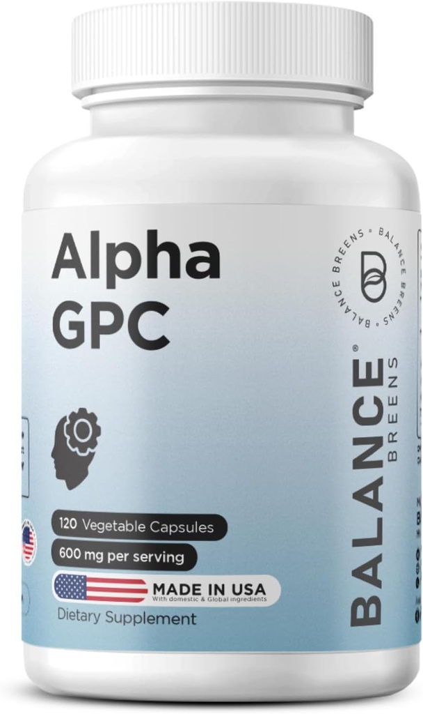 Alpha GPC Cholin Supplement 600mg, 120 Veg Capsules - Advanced Memory Formel, Nootrop Brain Support (120 greve (pakke med 1))